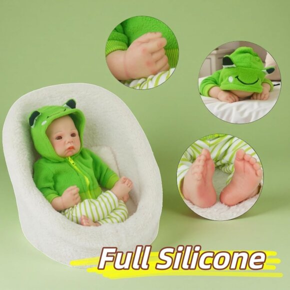 🆕17 Inch Realistic Full Silicone Lifelike Reborn Baby Doll Girl With Open Eyes - Picture 10 of 11